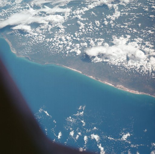 Gulf of Mexico, coast of Yucatan, as seen from the Apollo 7 spacecraft