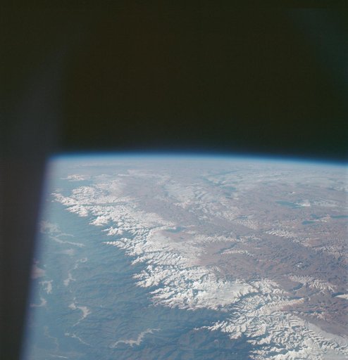 World's mountains over 5 miles above sea level as seen from the Apollo 7