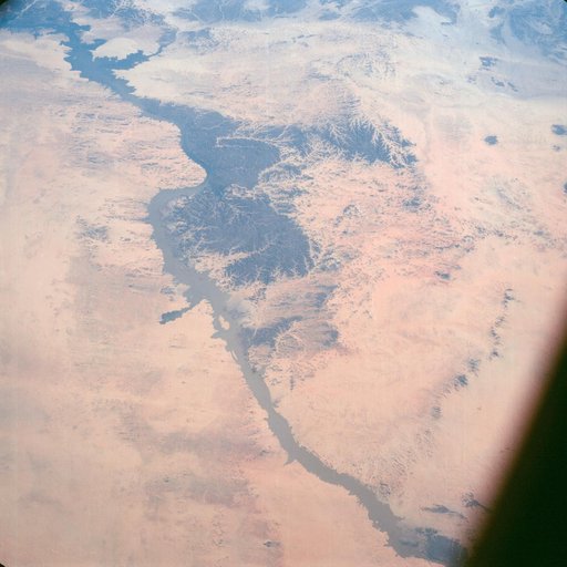 Lake Nasser on Nile River in Egypt as seen from the Apollo 7 spacecraft