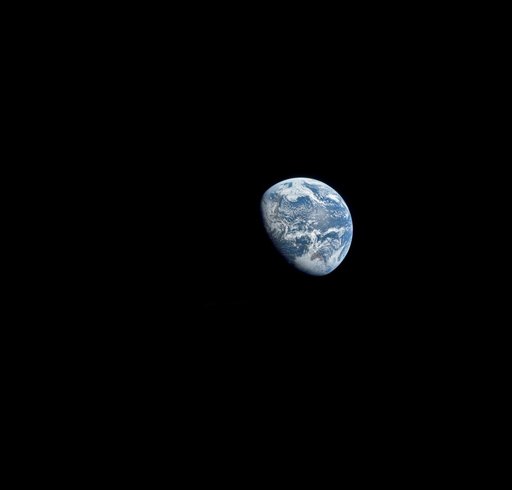 View of earth visible from Apollo 8 spacecraft during lunar orbital mission