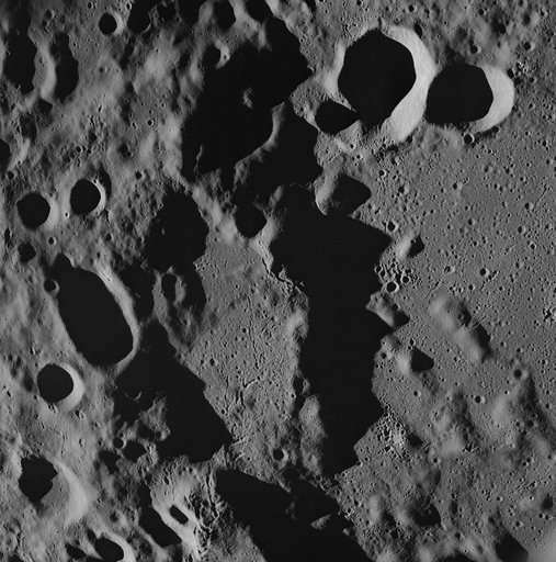 Near vertical view of lunar farside taken from Apollo 8 spacecraft