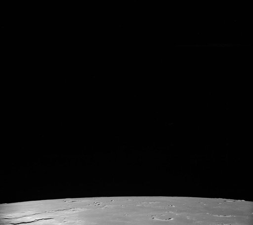 Oblique view of the lunar surface taken from Apollo 8 spacecraft