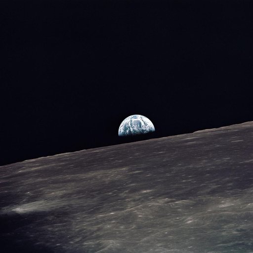 Apollo 10 view of the Earth rising above the lunar horizon