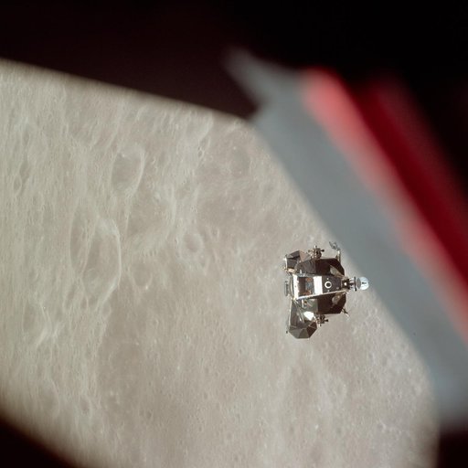 Ascent stage of Apollo 10 Lunar Module seen from Command module
