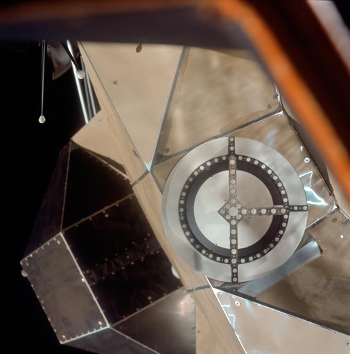 View of docking target on Apollo 11 Lunar Module from Command Module