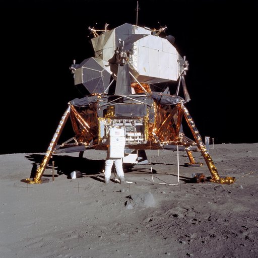 View Apollo 11 Lunar Module as it rested on lunar surface