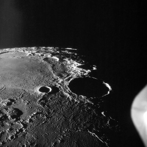 Oblique view of crater Theophilus at northwest edge of Sea of Nectar