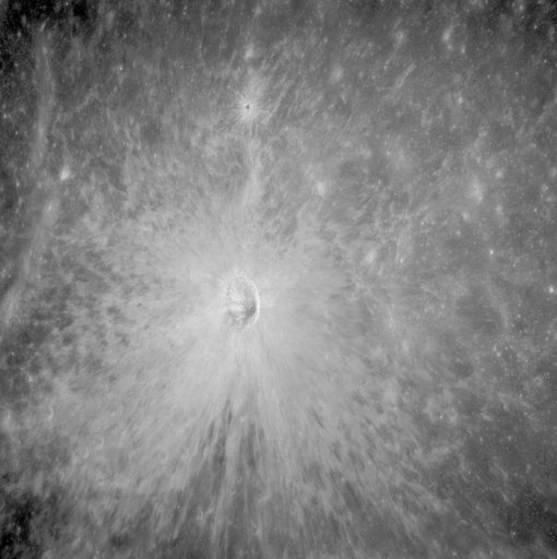 View of bright-rayed crater on lunar farside