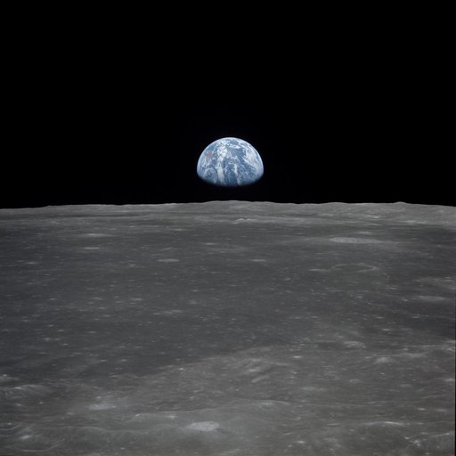 Apollo 11 Mission image - View of moon limb,with Earth on the horizon,Mare Smythii Region