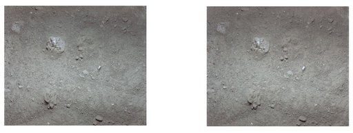Apollo 11 stereo view showing lump of surface powder with glassy material