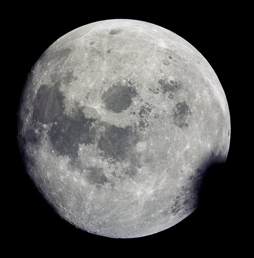 View of near full Moon photographed by Apollo 13 during transearth journey