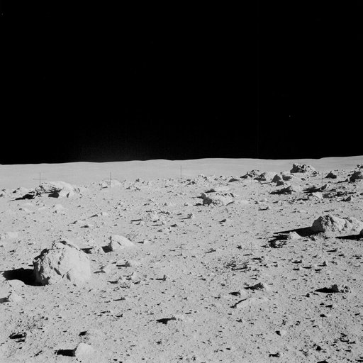 View of field of boulders on flank of Cone Crater