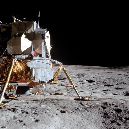 Apollo 14 Mission image - View of the Lunar Module to the north.