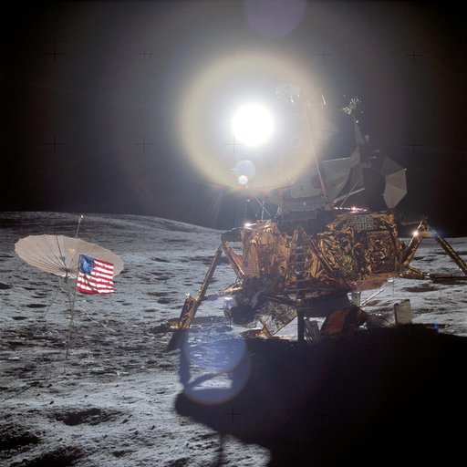 Apollo 14 Mission image - View from the west of the Lunar Module looking east.