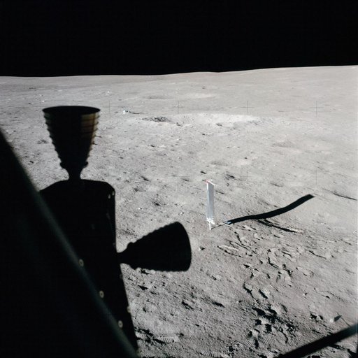 Apollo 14 Mission image - View from the Lunar Module window of the Solar Wind Panel to the southeast.
