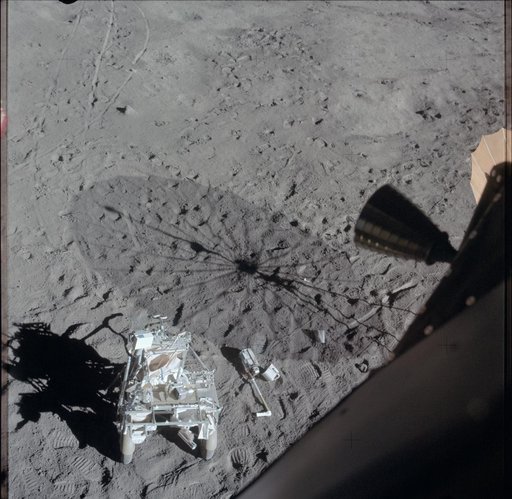 View of lunar surface from the inside of the Apollo 14 Lunar Module