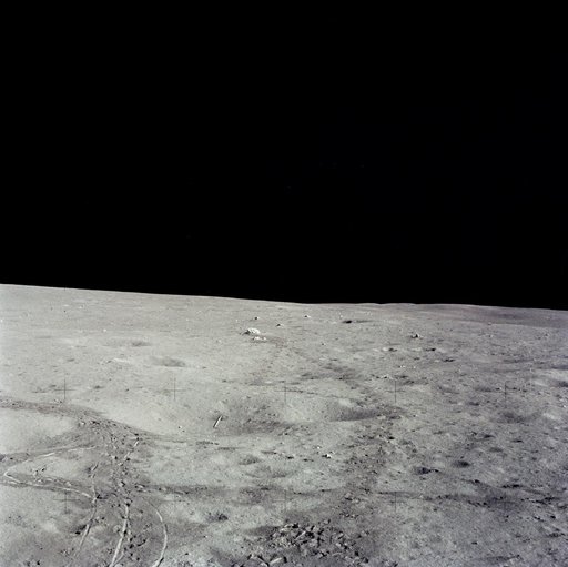 View of javelin and golf ball on lunar surface during Apollo 14 EVA