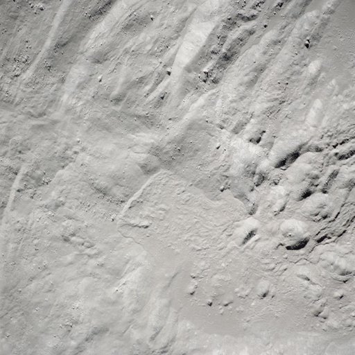 Vertical view of inner wall of King Crater on lunar farside