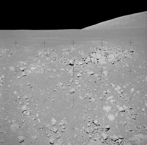 Telephoto view across Hadley Rille photographed during Apollo 15 EVA