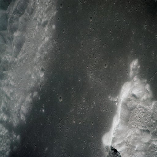 View of crater Tsiolkovsky in highlands on lunar farside as seen by Apollo 15