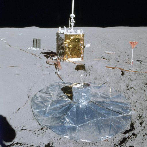 Partial view of the deployed Apollo Lunar Surface Experiments Package