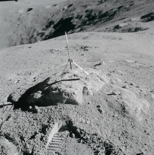 Apollo 16 Mission image - View of Station 1 and Sample 353 Rock,368 Soil Trench