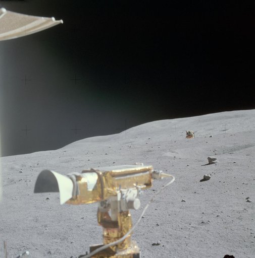 Apollo 16 lunar module "Orion" photographed from distance during EVA