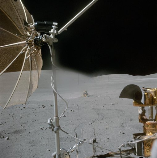 Apollo 16 lunar module "Orion" photographed from distance during EVA