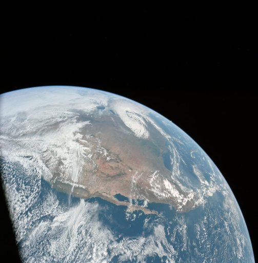 Apollo 16 view of the earth from translunar injection