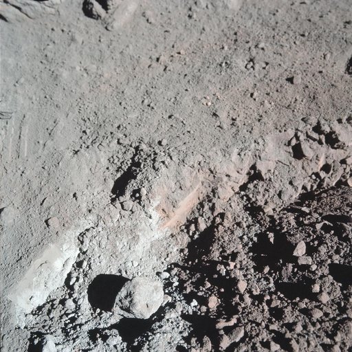 View of the orange soil which Apollo 17 crewmen found at Station 4 during EVA