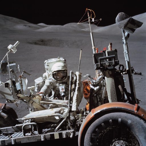 Apollo 17,Lunar Roving Vehicle and Astronaut Harrison Schmitt during EVA 3
