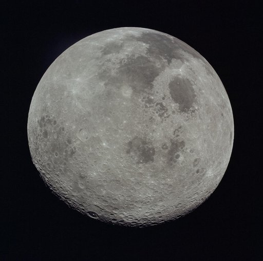 Full disc of moon photographed by Apollo 17 crewmen during transearth coast