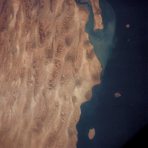 Persian Gulf are of Iran, Qeshm Island, as seen from the Apollo 7 spacecraft
