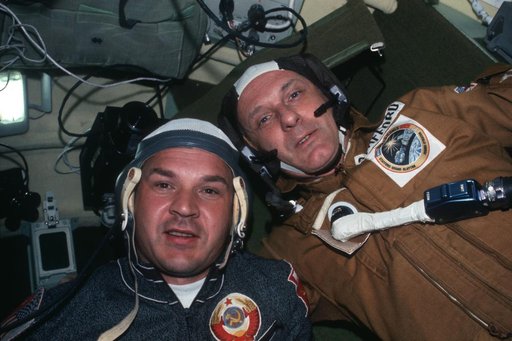 Cosmonaut Kubasov and Astronaut Stafford during ASTP visit