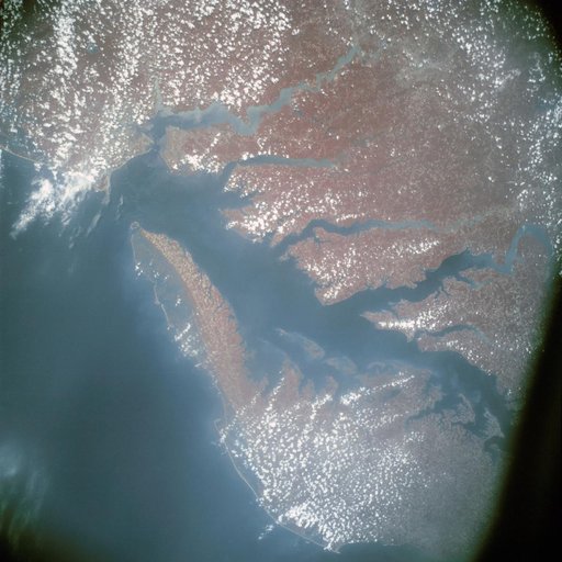 Infrared view of Chesapeake Bay showing Virginia, Maryland and Delaware