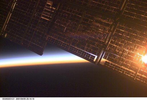 Solar array at sunrise