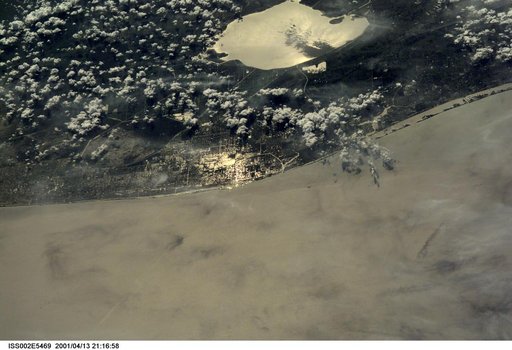 Sunglint on West Palm Beach taken by the Expedition Two crew