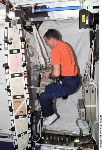 Voss with Bonner Ball Neutron Detector Control Unit in Destiny laboratory
