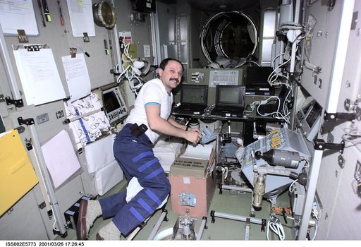 Usachev takes notes in Service Module