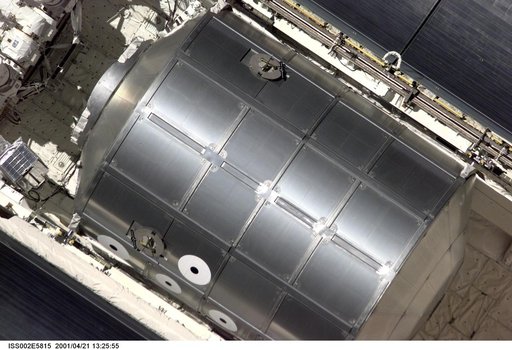 Raffaello Multi-Purpose Logistics Module (MPLM) in the Endeavour payload bay prior to docking