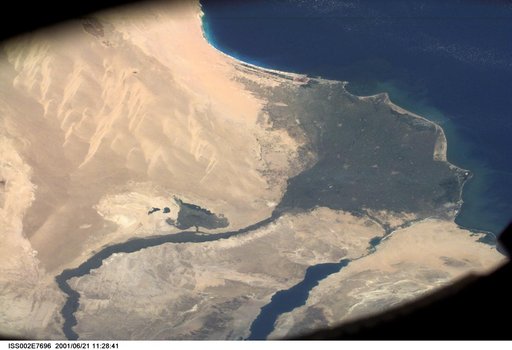 Nile Delta and the Suez Canal in Egypt taken by Expedition Two crew
