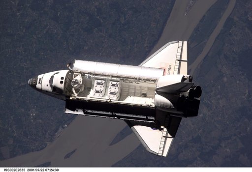 STS-104 orbiter Atlantis after undocking with the ISS