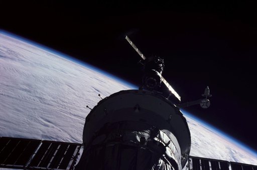 View of the approach of the new Soyuz Spacecraft taken during Expedition Three