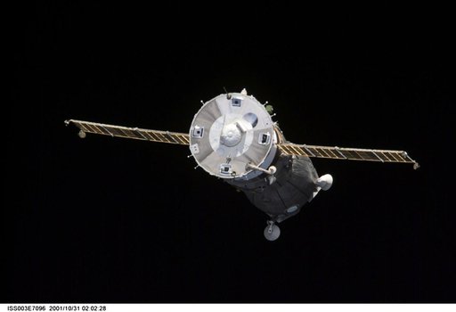 View of the Soyuz carrying the Taxi crew after undocking taken during Expedition Three