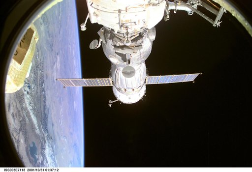 View of the Soyuz carrying the Taxi crew during undocking from the ISS