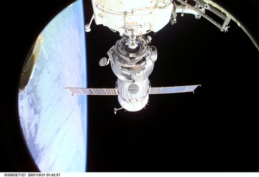 View of the Soyuz carrying the Taxi crew during undocking from the ISS