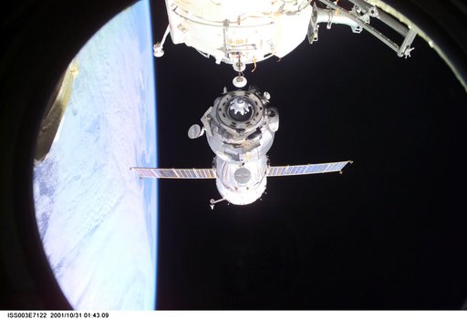 View of the Soyuz carrying the Taxi crew during undocking from the ISS