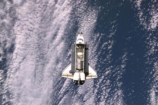 View of the docking approach of Endeavour taken during Expedition Three