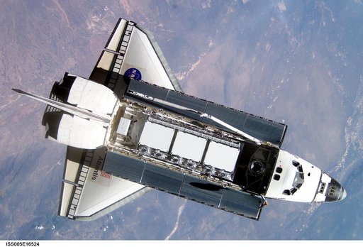 Atlantis during STS-112 approach to ISS during Expedition Five