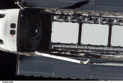 Atlantis during STS-112 approach to ISS during Expedition Five